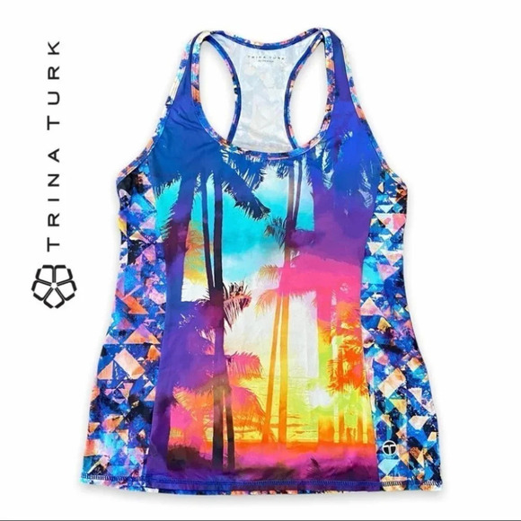 Trina Turk  Recreation Palm Sunset Racer Back Tank - Picture 1 of 7